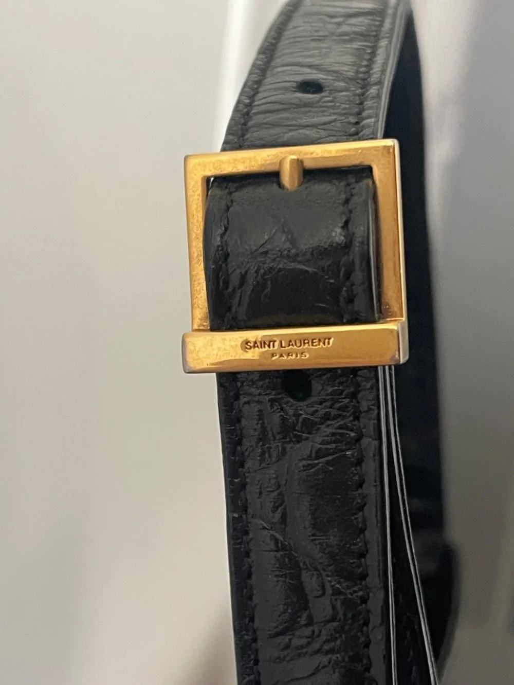 YSL Le 5 À 7 black leather Crocodile-embossed hobo bag